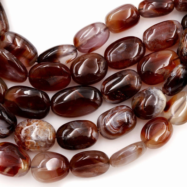 Rare Mexican Fire Agate Beads Rounded Oval Cylinder Tube Shaped Nuggets Magnificent Real Genuine Fire Agate Gemstone 16" Strand