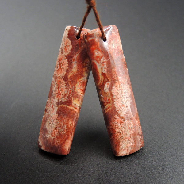Natural Bird's Eye Rhyolite Earring Pair Rectangle Cabochon Cab Pair Drilled Matched Earrings Bead Pair Natural Stone E1787