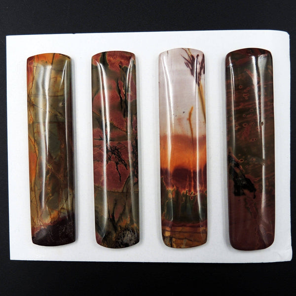 Undrilled Natural Red Creek Jasper Pendant Cabochon Set Rectangle Cab Pendant Bead Picasso Jasper Cherry Creek Jasper Pendant Set C104