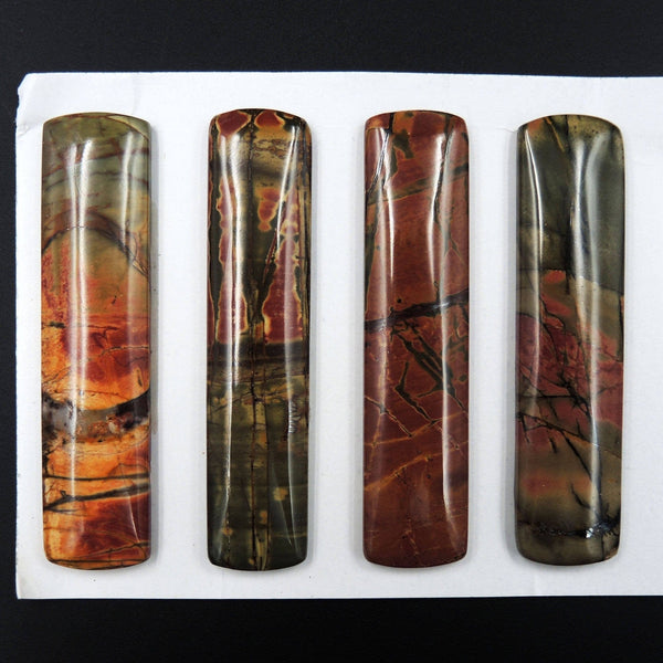 Undrilled Natural Red Creek Jasper Pendant Cabochon Set Rectangle Cab Pendant Bead Picasso Jasper Cherry Creek Jasper Pendant Set C102