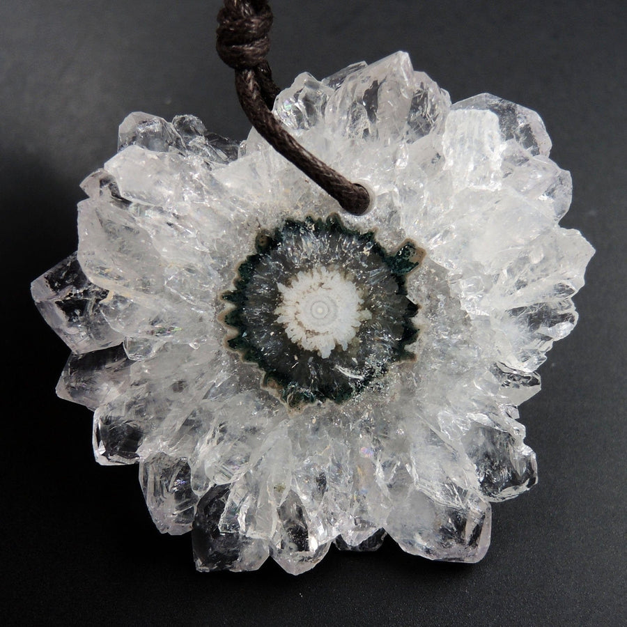Amethyst Stalactite Flower Pendant Drilled Stalactite Slice Freeform Irregular Natural Stone Pendant P2031