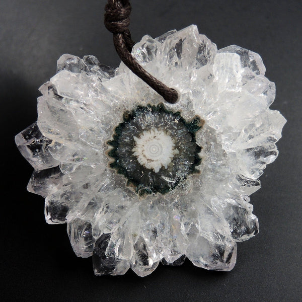Amethyst Stalactite Flower Pendant Drilled Stalactite Slice Freeform Irregular Natural Stone Pendant P2031