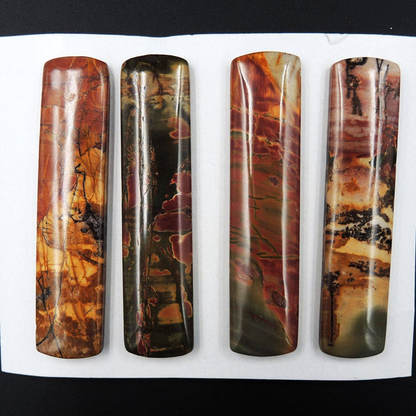 Undrilled Natural Red Creek Jasper Pendant Cabochon Set Rectangle Cab Pendant Bead Picasso Jasper Cherry Creek Jasper Pendant Set C101