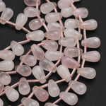 Natural Pink Rose Quartz Small Teardrop 8mm Beads Natural Pink Gemstone Good For Earrings Matched Pink Drop Pair 16" Strand