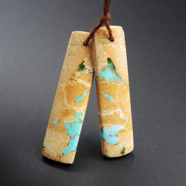 Natural Turquoise From Royston Nevada Cabochon Cab Pair Drilled Matched Earrings Bead Pair E1729