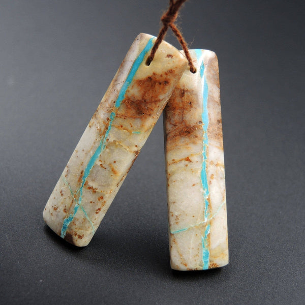 Natural Turquoise From Royston Nevada Cabochon Cab Pair Drilled Matched Earrings Bead Pair E1728