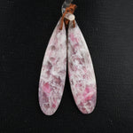 Natural Pink Tourmaline in Quartz Teardrop Cabochon Cab Pair Drilled Matched Earring Pair