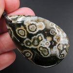 Ocean Jasper Pendant Teardrop Pendant Green Yellow White Cabochon Cab Front Drilled Natural Stone Pendant Bead P2000
