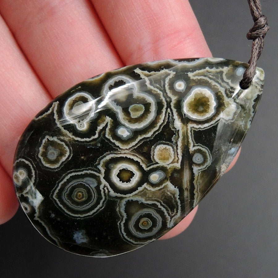 Ocean Jasper Pendant Teardrop Pendant Green Yellow White Cabochon Cab Front Drilled Natural Stone Pendant Bead P1997