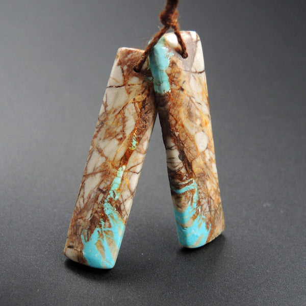 Natural Turquoise From Royston Nevada Cabochon Cab Pair Drilled Matched Earrings Bead Pair E1724