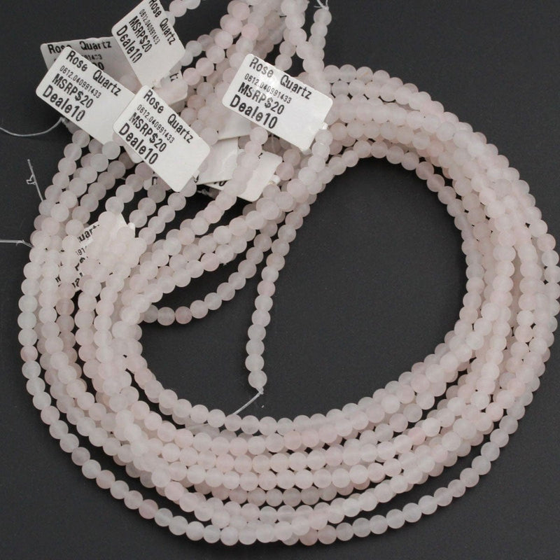 Matte Pale Pink Rose Quartz 4mm Round Beads Natural Soft Pastel Pale Light Pink Rose Quartz Gemstone 16" Strand