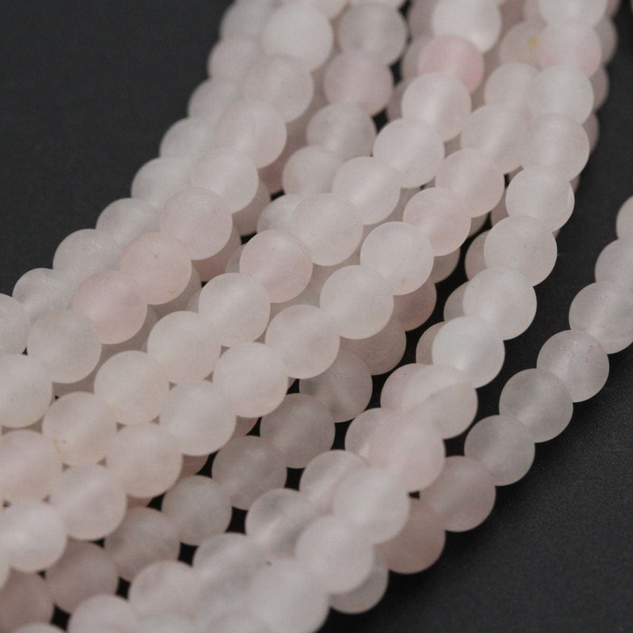 Matte Pale Pink Rose Quartz 4mm Round Beads Natural Soft Pastel Pale Light Pink Rose Quartz Gemstone 16" Strand