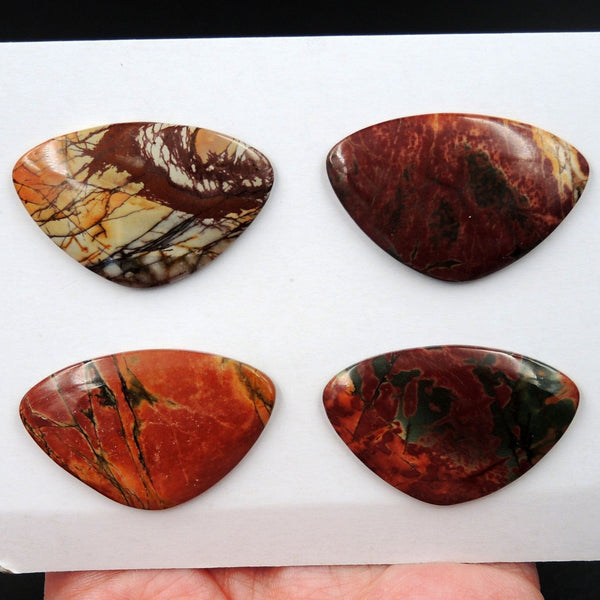 Undrilled Natural Red Creek Jasper Pendant Cabochon Set Butterfly Wing Cab Pendant Bead Picasso Jasper Cherry Creek Jasper Pendant Set C276