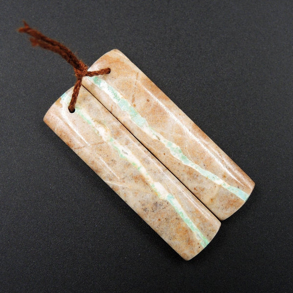 Natural Turquoise From Royston Nevada Rectangle Cabochon Cab Pair Drilled Matched Earrings Bead Pair E1723