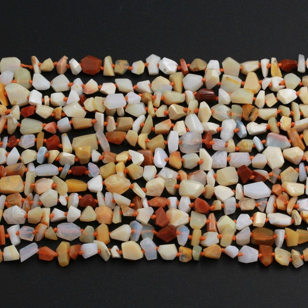 Natural Oregon Opal Beads Faceted Freeform Nugget Rich Yellow Red Orange Opal Beads Genuine Opal from Oregon 16" Strand