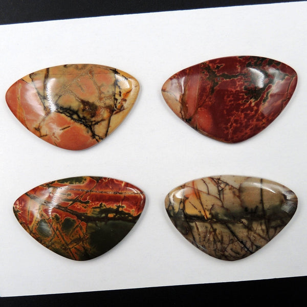 Undrilled Natural Red Creek Jasper Pendant Cabochon Set Butterfly Wing Cab Pendant Bead Picasso Jasper Cherry Creek Jasper Pendant Set C272
