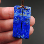 Lapis Earring Pair With Pyrite Rectangle Cabochon Cab Pair Drilled Matched Earrings Natural Stone Bead Pair E2763