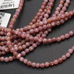 Natural Lepidolite 4mm Round Beads Chatoyant Natural Brown Maroon Purple Gemstone Full 16" Strand