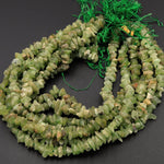 Natural Rough Peridot Beads Raw Peridot Thick Chip Nuggets Semi Polished Chunky Green Gemstone Organic Hand Hammered Nugget Full 18" Strand