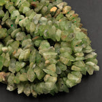 Natural Rough Peridot Beads Raw Peridot Thick Chip Nuggets Semi Polished Chunky Green Gemstone Organic Hand Hammered Nugget Full 18" Strand
