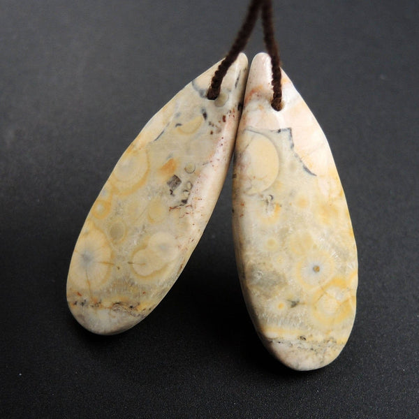 Natural Galaxy Jasper Earring Pair Teardrop Cabochon Cab Pair Drilled Matched Earrings Bead Pair Natural Stone E2736