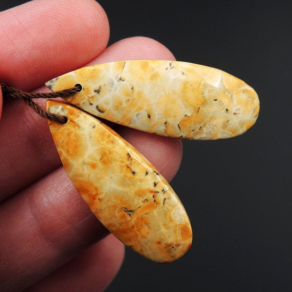 Natural Galaxy Jasper Earring Pair Teardrop Cabochon Cab Pair Drilled Matched Earrings Bead Pair Natural Stone E2730