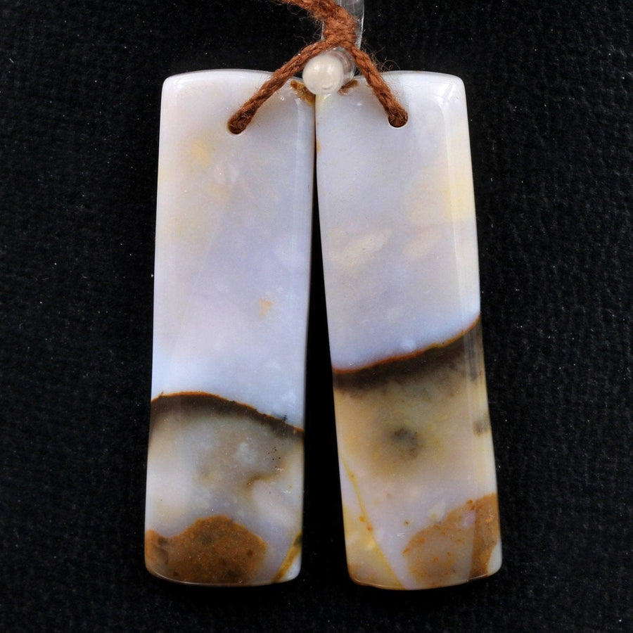 Natural Polka Dot Agate Earring Pair Drilled Gemstone Cabochon Cab Pair Rectangle Matched Earring Bead Pair From Oregon