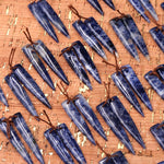 Natural Snow Mountain Blue Sodalite Earring Pair Dagger Long Triangle Cabochon Cab Drilled Matched Gemstone Bead Pair