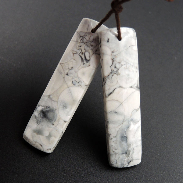 Natural Galaxy Jasper Earring Pair Rectangle Cabochon Cab Pair Drilled Matched Earrings Bead Pair Natural Stone E2673