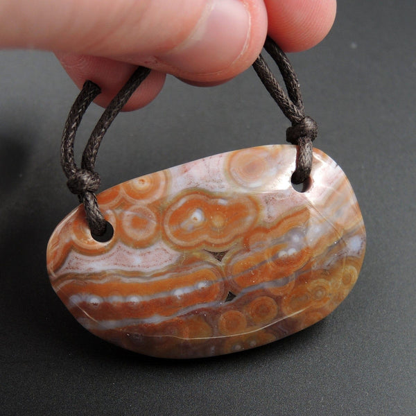 Ocean Jasper Pendant Natural Ocean Jasper Pendant Yellow Orange White Grey Green Drilled Two Hole Pendant P1391
