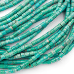 Small Genuine 100% Natural Turquoise Tube Beads 4mm Cylinder High Quality Genuine Natural Blue Green Turquoise Beads 16" Strand