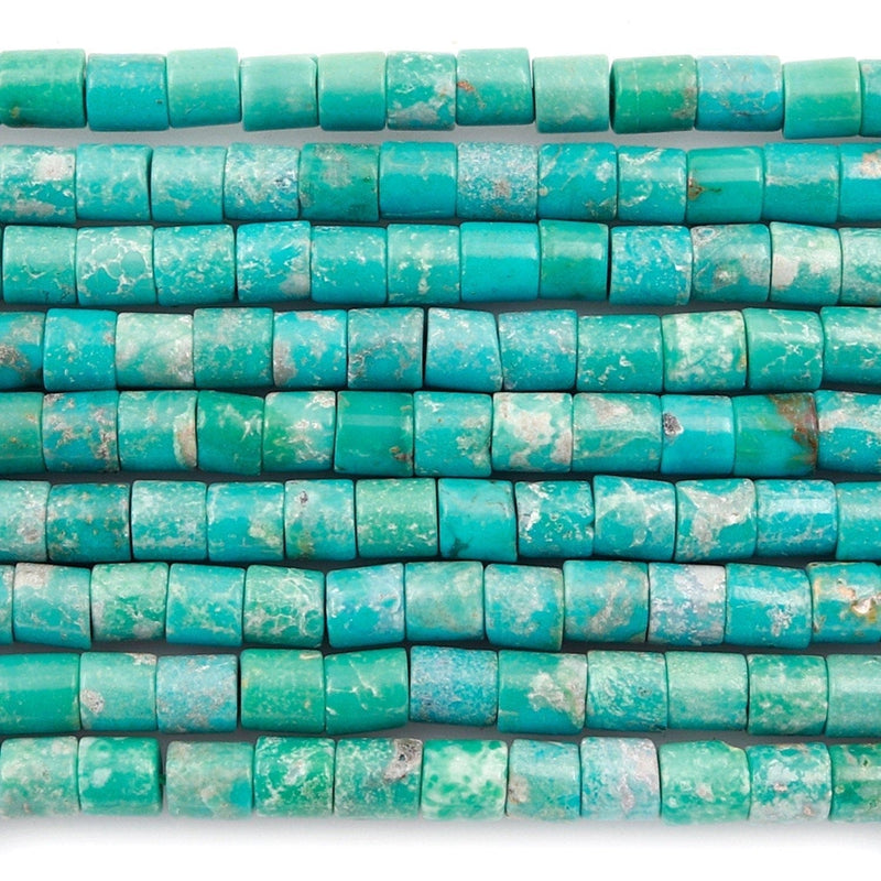 Small Genuine 100% Natural Turquoise Tube Beads 4mm Cylinder High Quality Genuine Natural Blue Green Turquoise Beads 16" Strand