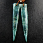 Drilled Natural Green Mountain Jade Earring Pair Dagger Modern Long Triangle Cabochon Cab Pair Matched Earrings Bead Pair