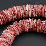 Large Statement Rusty Red Spiny Oyster Beads Heishi Thin Discs Rondelles Real Genuine Natural Red Spiny Oyster Graduated 24" Strand