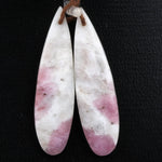 Natural Pink Tourmaline in Quartz Teardrop Cabochon Cab Pair Drilled Matched Earring Gemstone Bead Pair