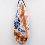 Natural Orange Sodalite Pendant Top Side Drilled Long Teardrop Bead Striking Vibrant Orange Blue Colors