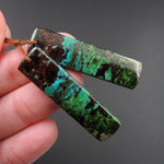 Parrot Wing Chrysocolla Earring Pair Drilled Rectangle Natural Stone Earring Pair E2615
