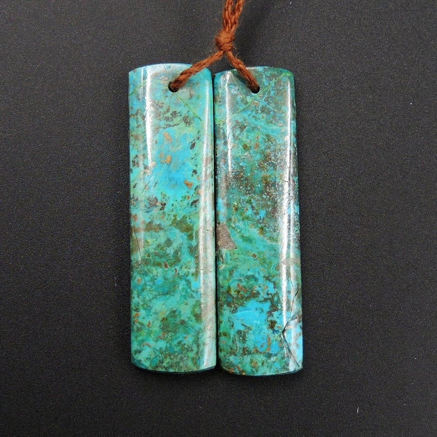 Parrot Wing Chrysocolla Earring Pair Drilled Rectangle Natural Stone Earring Pair E2620