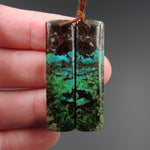 Parrot Wing Chrysocolla Earring Pair Drilled Rectangle Natural Stone Earring Pair E2615