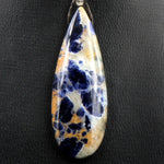 Natural Blue Sodalite Pendant Top Side Drilled Teardrop Bead With Interesting Calcite Matrix
