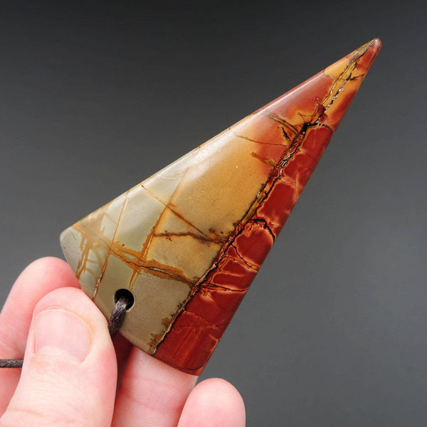 Natural Red Creek Jasper Pendant Drilled Triangle Dagger Pendant Cherry Creek Jasper Pendant Multicolor Picasso Jasper Pendant P475