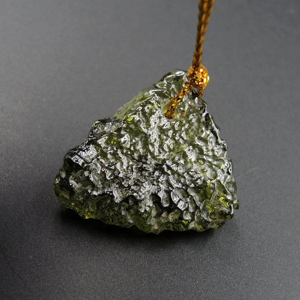 Genuine Moldavite Pendant Drilled Real Natural Green Moldavite Green Tektite Form Pendant P1348