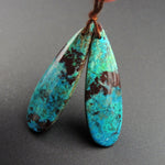 Parrot Wing Chrysocolla Earring Pair Drilled Teardrop Natural Stone Earring Pair E2578