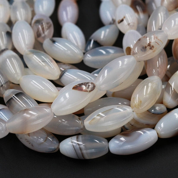 Natural Montana Agate Beads Highly Polished Smooth Barrel Tube Nuggets Amazing Veins Bands High Quality Brown Black White Bead 16" Strand