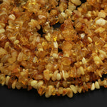 Natural Baltic Amber Beads Honey Golden Yellow Amber Freeform Nugget Long Chip Real Genuine Baltic Amber Irregular Size Polished 16" Strand