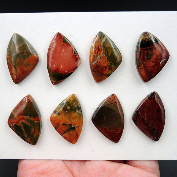 Undrilled Natural Red Creek Jasper Stone Cabochon Set Freeform Irregular Cab Picasso Jasper Cherry Creek Jasper Cabochon Set C229