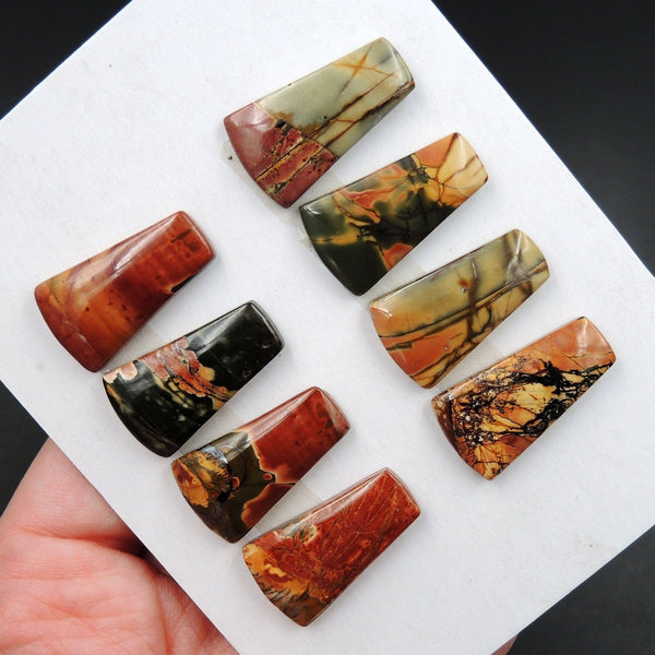 Undrilled Natural Red Creek Jasper Stone Cabochon Set Trapezoid Cab Picasso Jasper Cherry Creek Jasper Cabochon Set C224