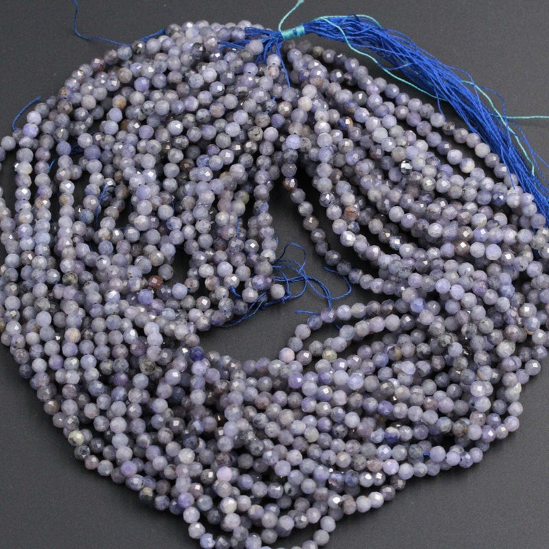 Genuine Real Natural Tanzanite Round Beads 3mm 3.5mm 4mm Faceted Micro Cut Tiny Small Faceted Round Beads Gemstone 16" Strand