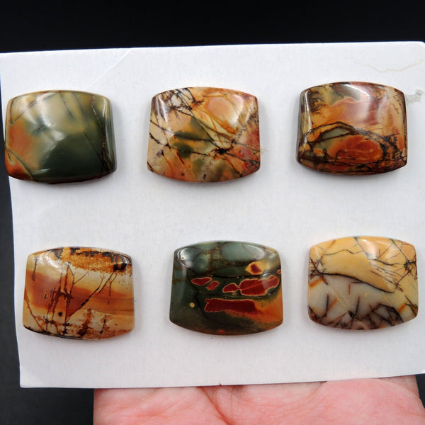 Undrilled Natural Red Creek Jasper Stone Cabochon Set Freeform Irregular Cab Picasso Jasper Cherry Creek Jasper Cabochon Set C218