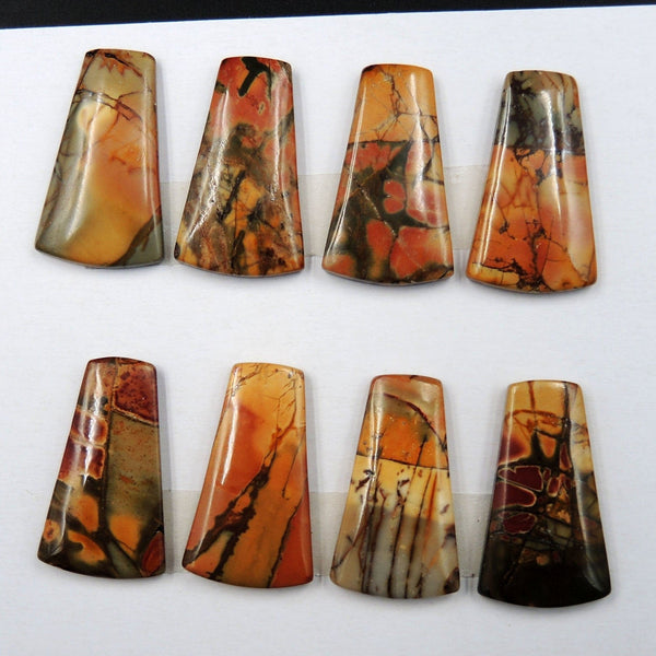Undrilled Natural Red Creek Jasper Stone Cabochon Set Trapezoid Cab Picasso Jasper Cherry Creek Jasper Cabochon Set C226